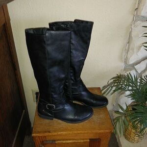 Madixe Black Knee High Boots